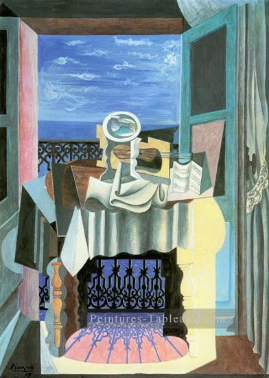 Nature morte devant un fenetre a Saint Raphael 1919 cubiste Pablo Picasso Peintures à l'huile